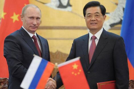 Vladimir Putin y Hu Jintao 