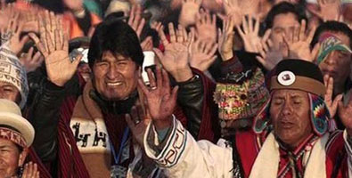 Evo Morales en la Isla del Sol
