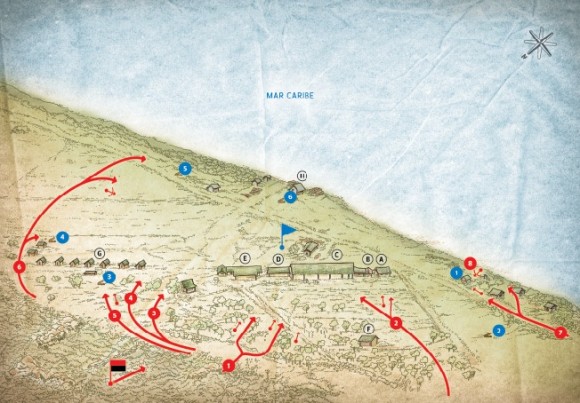 Mapa del combate del Uvero