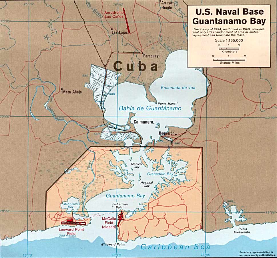 Mapa de la Base Naval de Guantánamo