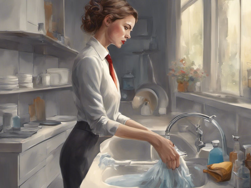 mujer en labores domésticas