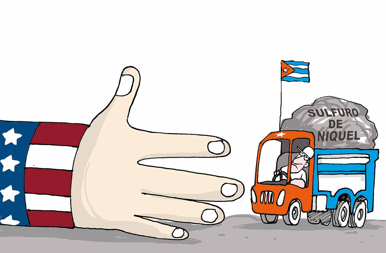 Caricatura Cuba vs Bloqueo